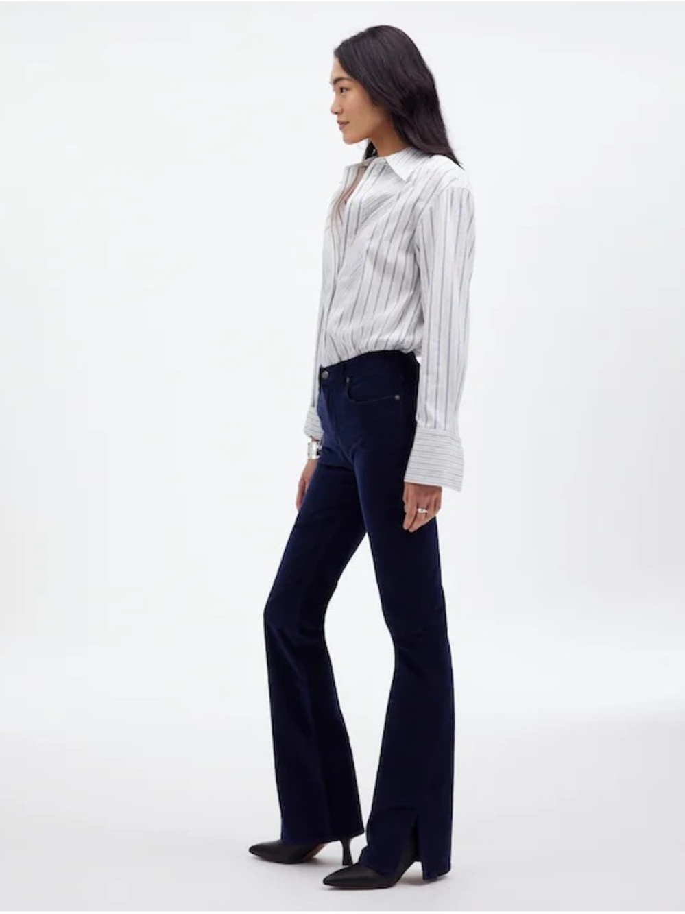 Madewell Kick Out Full-Length Pants in Garment Dyed Navy Blue Corduroy